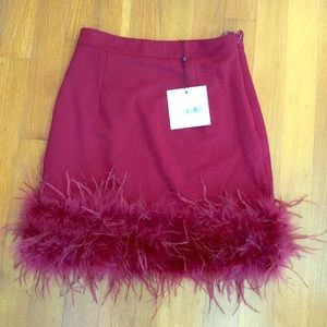 NWT Missguided Skirt Feather Trim